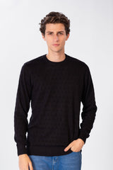 Men's Solid Pullover With Round Neck And Long Sleeves