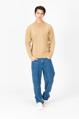 Men's Long Sleeve Round Neck Knitted Pullover Sweater