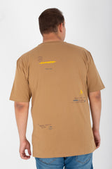 Men's Big Size Printed Round Neck T-shirt With Short Sleeves In Cotton Material