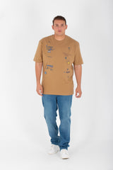 Men's Big Size Printed Round Neck T-shirt With Short Sleeves In Cotton Material