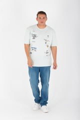 Men's Big Size Printed Round Neck T-shirt With Short Sleeves In Cotton Material