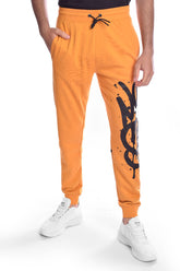 بنطال رياضي رجالي مطبوع بقصّة ضيقة وخصر مطاطي