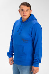 Men's Big Size Hoodie Sweatshirt with Graphic Print and Kangaroo Pocket