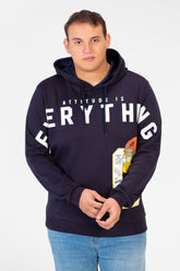 Men's Big Size Hood Sweatshirt With Front Print
