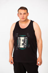 تي شيرت رجالي صيفي كبير الحجم بطبعة أمامية وقطعة عصرية