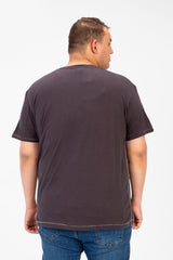 تي شيرت رجالي كبير الحجم مطبوع بأكمام قصيرة ورقبة دائرية