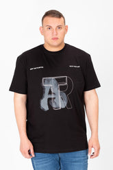 تي شيرت رجالي كبير الحجم مطبوع بأكمام نصفية ورقبة دائرية