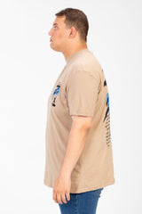 Men's Big Size Printed Round Neck T-shirt With Short Sleeves