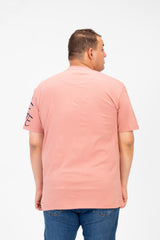 تي شيرت رجالي كبير الحجم مطبوع برقبة دائرية وأكمام قصيرة