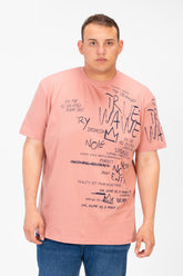 تي شيرت رجالي كبير الحجم مطبوع برقبة دائرية وأكمام قصيرة