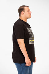 Men's Big Size Crew Neck Short Sleeves T-Shirt With Front Car Print