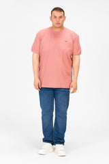 تي شيرت رجالي أساسي بنصف كم ومقاس كبير مصنوع من خامة عالية الجودة