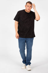 تي شيرت رجالي صيفي كبير الحجم منقط بأكمام قصيرة ورقبة دائرية