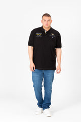 تي شيرت بولو رجالي مطبوع بنصف زر كبير الحجم