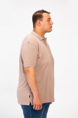 تي شيرت بولو توماتو رجالي كبير الحجم بأكمام قصيرة وتفاصيل أساسية