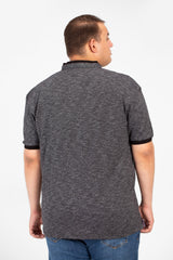 تي شيرت بولو رجالي كبير الحجم بأكمام قصيرة وأزرار أمامية نصفية أساسية