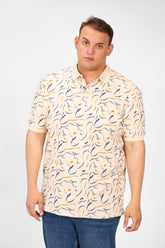 تي شيرت بولو جاكار رجالي بأكمام قصيرة ومقاس كبير مع طباعة كاملة