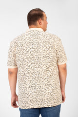 تي شيرت بولو جاكار رجالي كبير الحجم بطباعة كاملة وأكمام نصفية