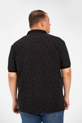 تي شيرت بولو جاكار مطبوع بأكمام قصيرة للرجال بمقاسات كبيرة