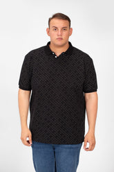 Men's Big Size Jakar Printed Polo T-Shirt Short Sleeves