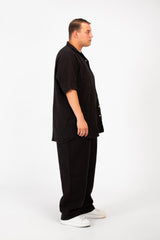Men's Big Size Summer Outfit Half Sleeved Shirt And Pants Made Of Practical Fabric Suitable For Every Day