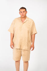 Men's Big Size Summer Outfit Full Rose Printed Half Sleeve Shirt and Short