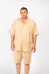 Men's Big Size Summer Outfit Full Rose Printed Half Sleeve Shirt and Short