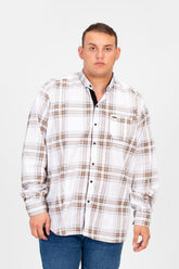 قميص رجالي كبير الحجم بأكمام طويلة ومربعات