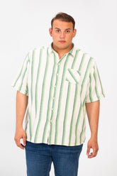Men's Big Size Striped half sleeves Shirt With Modern Fabric And A Front Pocket