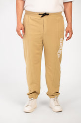 Men's Big Size Melton Basic Sweatpants With Elastic Waistband And Side Text Print