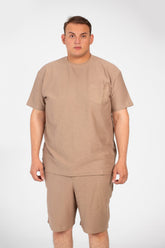 Men's Summer Big Size Outfit Set Half Sleeved T-Shirt With Front Pocket & Short