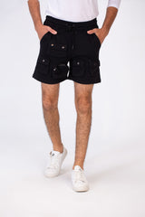 Men's Melton Short With Distinctive Front Pockets And An Elastic Band In The Middle
