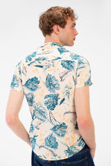 Men's Slim Fit Poplin Wooded Half Sleeve Shirt