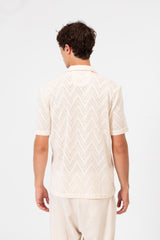 Men's Slim Fit Mesh Half Sleeve Shirt In Modern Summer Colors