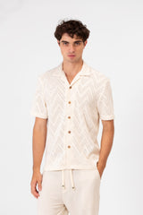 Men's Slim Fit Mesh Half Sleeve Shirt In Modern Summer Colors