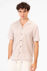 Men's Tomato Half Sleeve Mesh Slim Fit Basic Modern Shirt