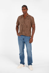 Men's Half Sleeve Jakar Shirt With Breathable Fabric In High Quality Modern Design