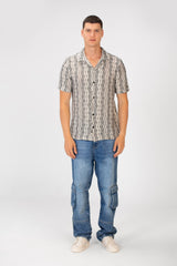 Men's Tomato Slim Fit Jakar Half Sleeve Mesh Shirt Black