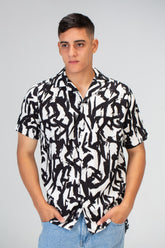 Mens Half Sleeved Jakar Printed Slim Fit Shirt Cotton Viscose