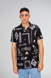 قميص جاكار رجالي بأكمام قصيرة مصنوع من مادة الكتان