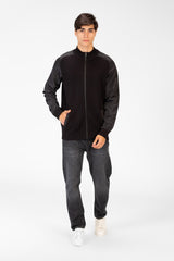 Men's Round Neck Pullover With Full Zip In Cotton Material