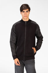 Men's Round Neck Pullover With Full Zip In Cotton Material