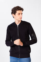 Men's Font Zipper Round Collar Pullover In Cotton