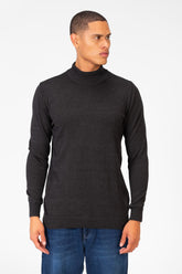 Men's Plain Pullover With High Collar And Long Sleeves