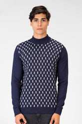 Men's High Neck Pullover With Front Print