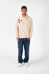 سويت شيرت رجالي مطبوع بغطاء للرأس وجيب أمامي مصنوع من مادة ميلتون