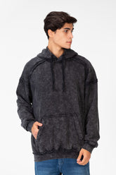 سويت شيرت رجالي كبير الحجم بغطاء رأس مغسول مع جيب كنغر في الأمام