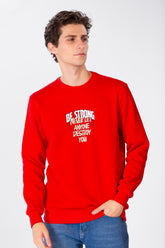Men's Sweatshirt With Front Print And Round Neck