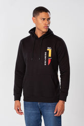 Men's Front Pocket Long Sleeve Hood Sweatshirt With Graphic Print