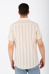 Mens Striped Slim Fit Half Sleeve Shirt With Buttons Front